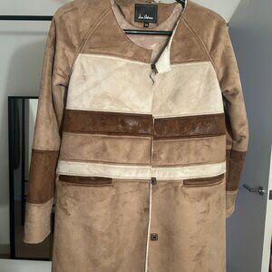 Sam Edelman Patchwork Aiden Color-Block Shearling Coat - XS